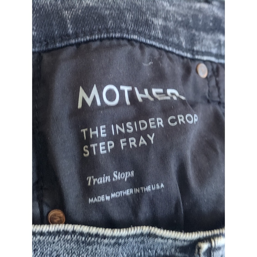 Mother The Insider Crop Step Fray Train Stops Size 25 Black Raw Hem - Picture 11 of 13